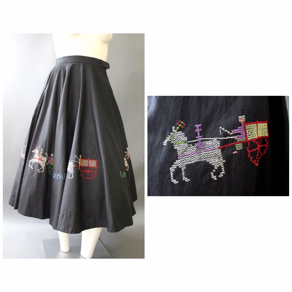 Vg 50s Tourist Circle Skirt